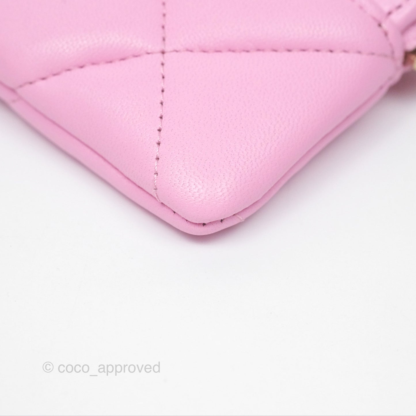 Chanel Quilted 19 Zip Card Holder Wallet Pink Lambskin