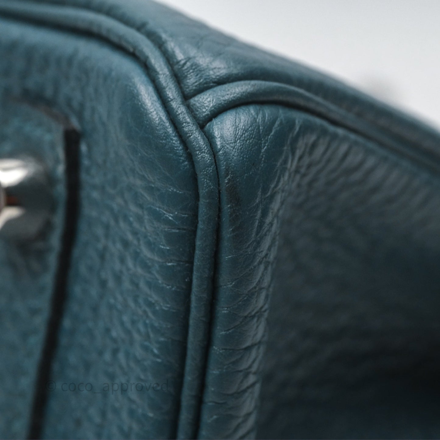 Hermès Birkin 25 Retourne Vert Bosphore W0 / Bleu Océan Z7 Togo Palladium Hardware