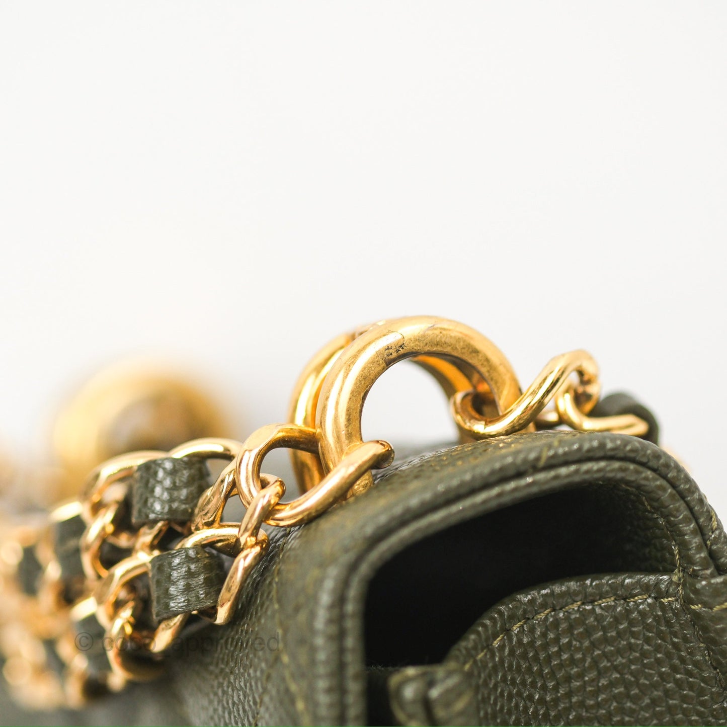 Chanel Coco First Mini Clutch On Chain Dark Olive Green Caviar Gold Hardware 22K