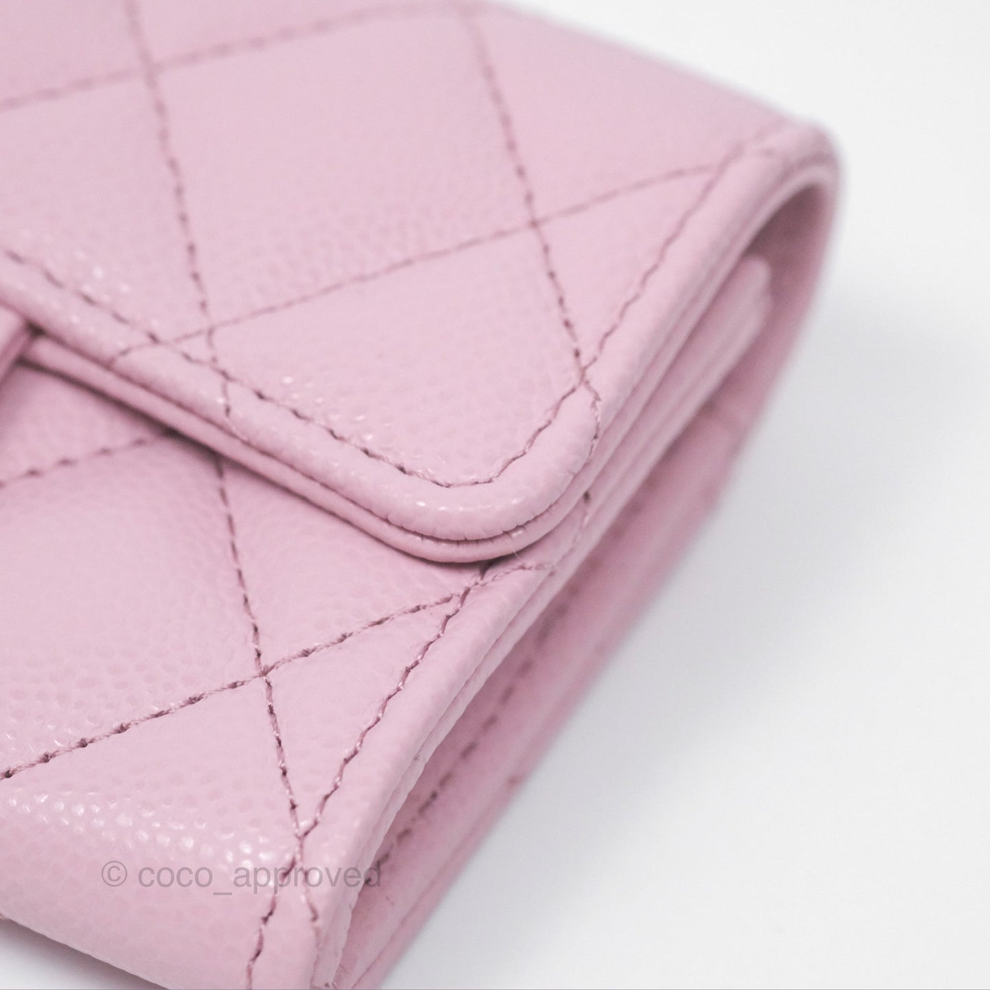 Chanel Quilted Flap Card Holder Caviar Pink Gold Hardware