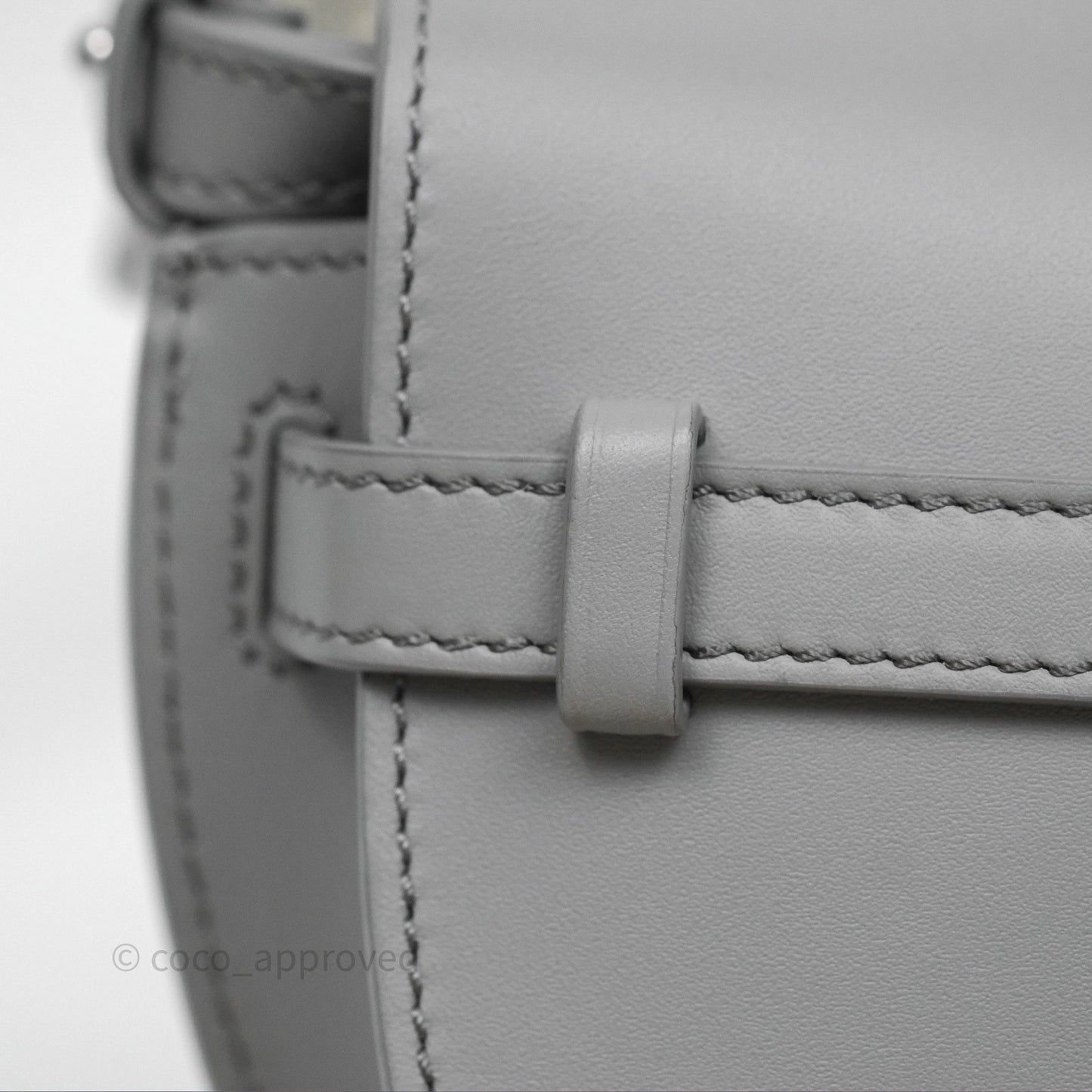 Loewe Mini Gate Dual Bag in Soft Calfskin & Jacquard Strap Light Grey