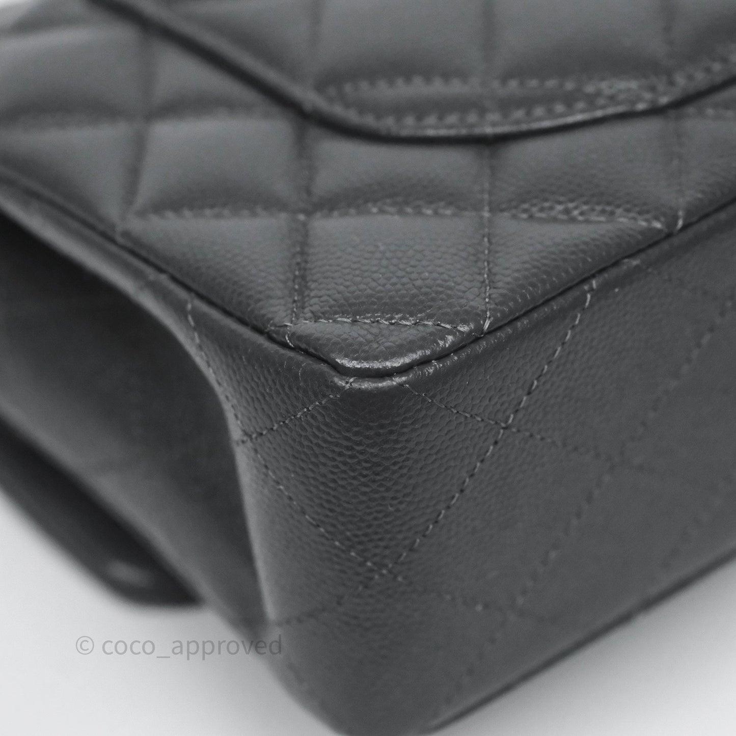 Chanel Small Classic Flap Quilted Dark Grey Caviar Gold Hardware