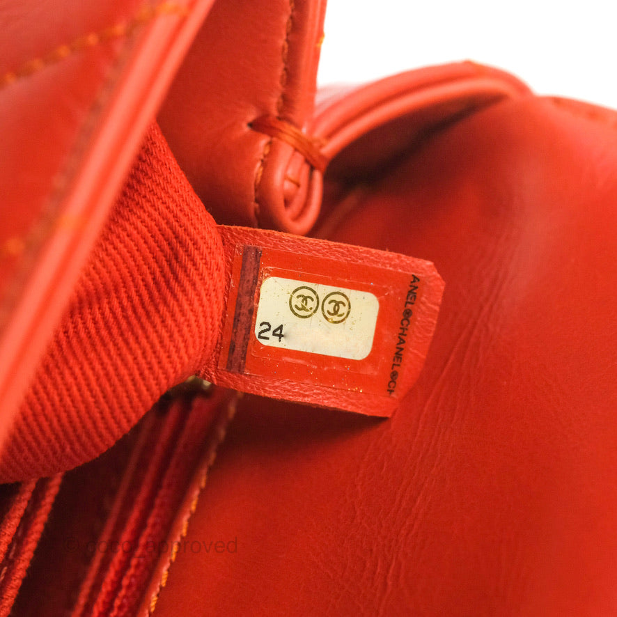 Chanel Chevron Small Coco Handle Dark Orange Shiny Aged Calfskin Aged Gold Hardware