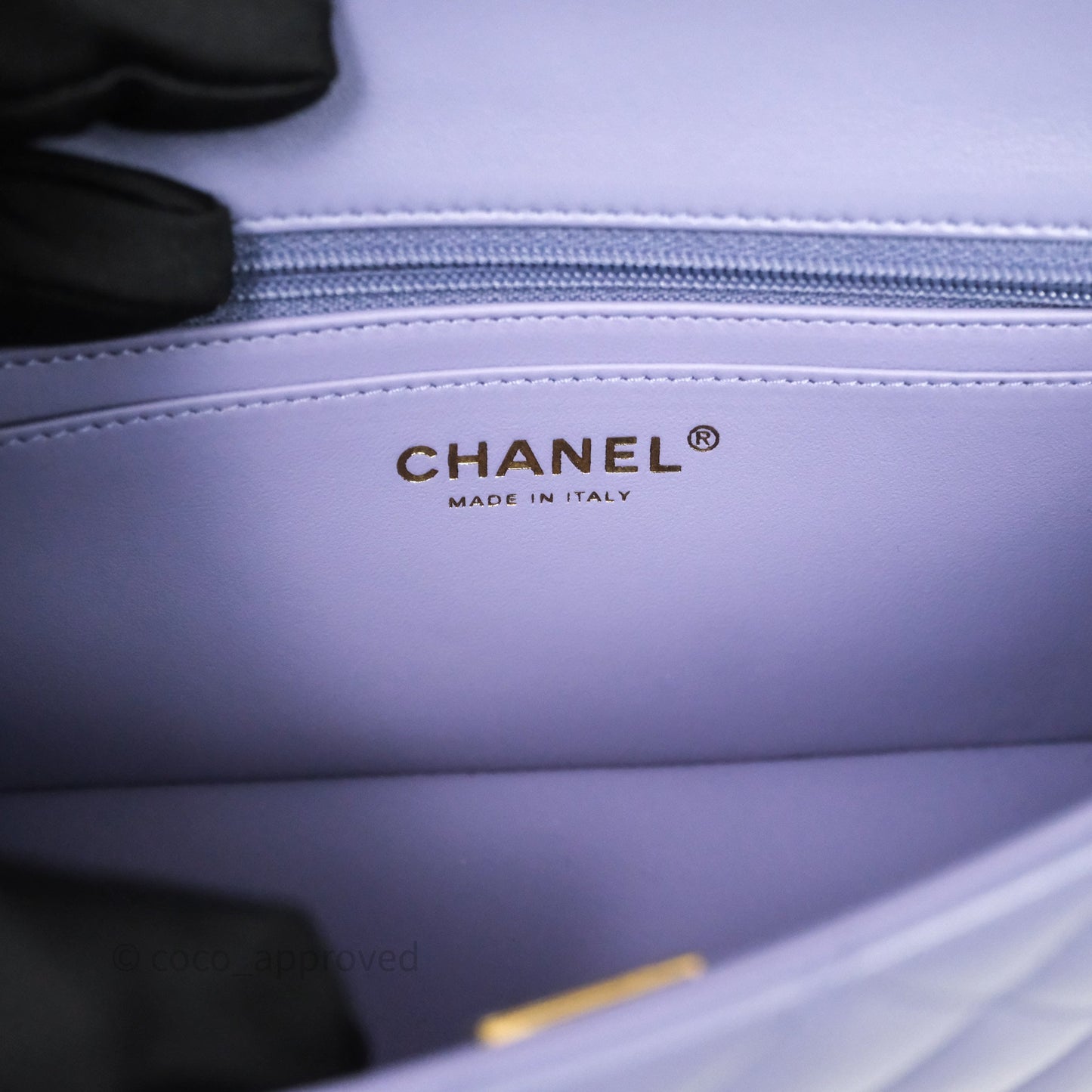 Chanel Top Handle Mini Rectangular Flap Purple Lambskin Gold Hardware
