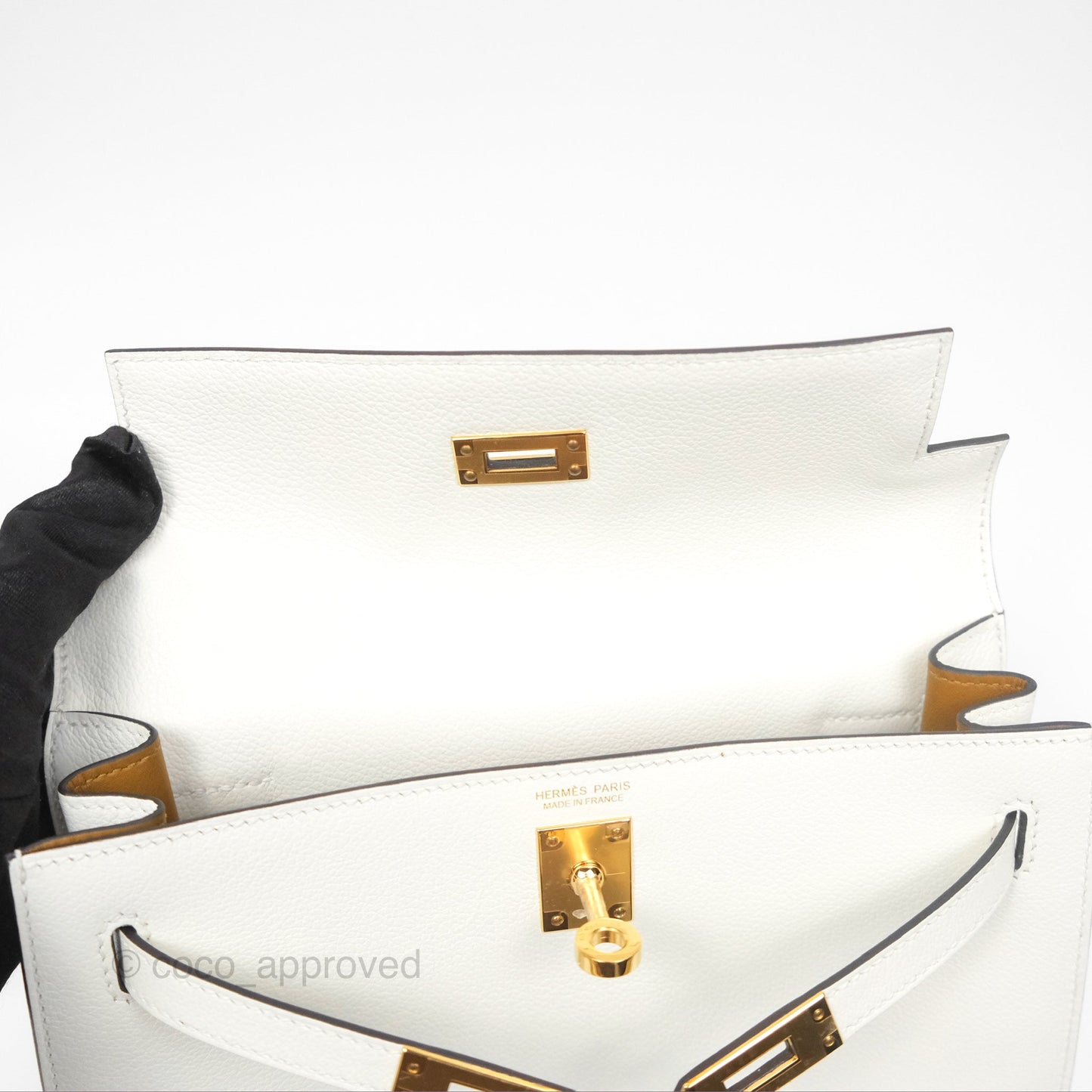 Hermès Kelly Danse II Bag Blanc/Kraft Evercolor Gold Hardware