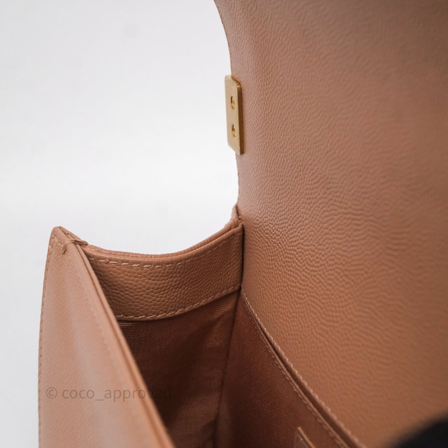 Chanel Small Boy Caviar Beige Pink Bag Aged Gold Hardware