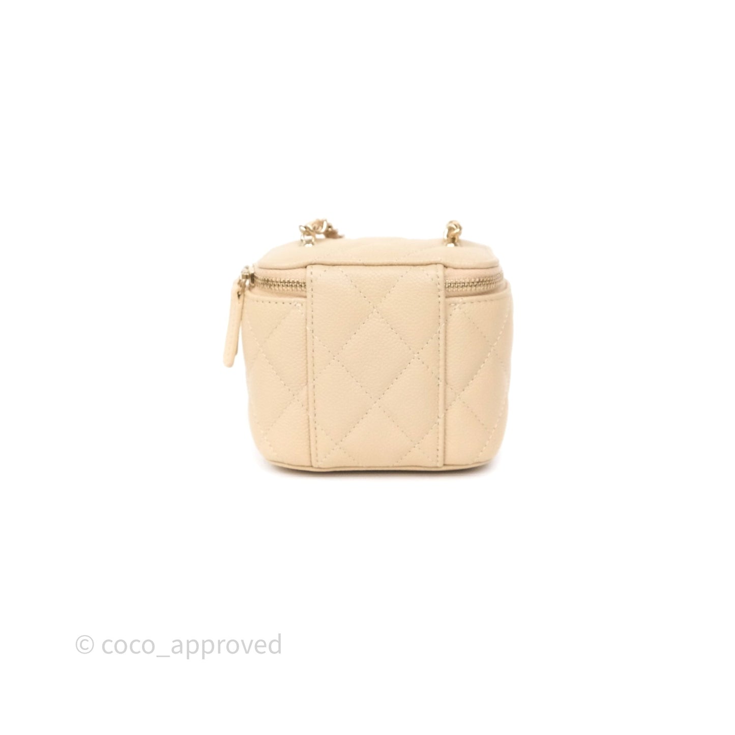 Chanel Mini Vanity With CC Chain Beige Caviar Gold Hardware