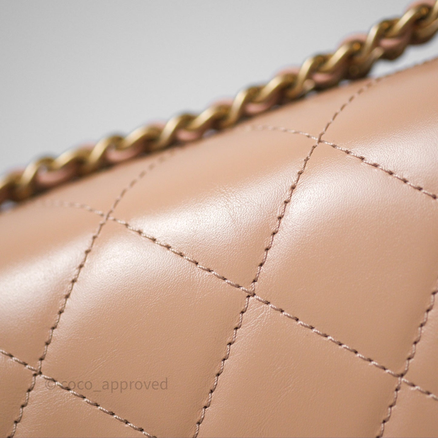Chanel Quilted Small Perfect Fit Adjustable Beige Calfskin Gold Hardware 21A