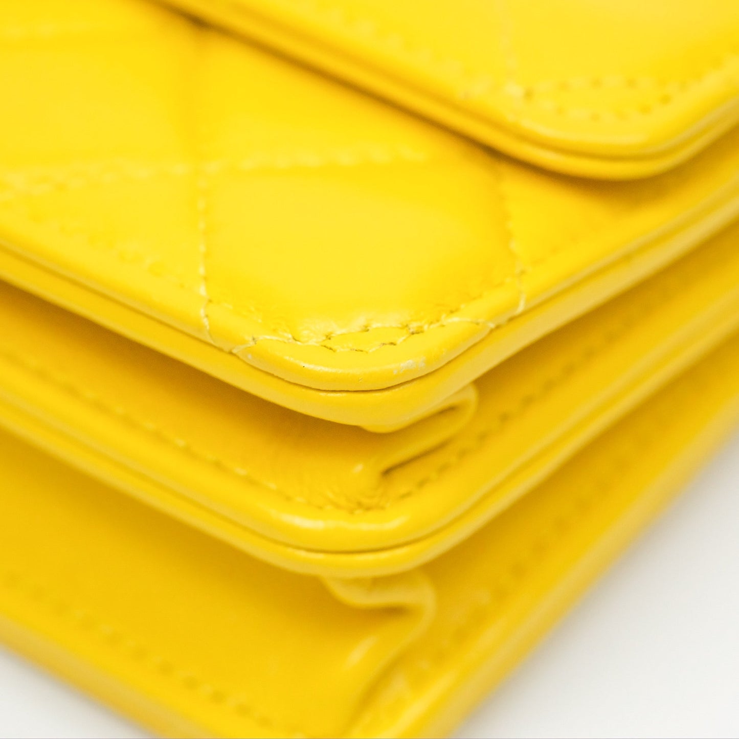 Chanel Lacquered Chain Mini WOC Yellow Lambskin