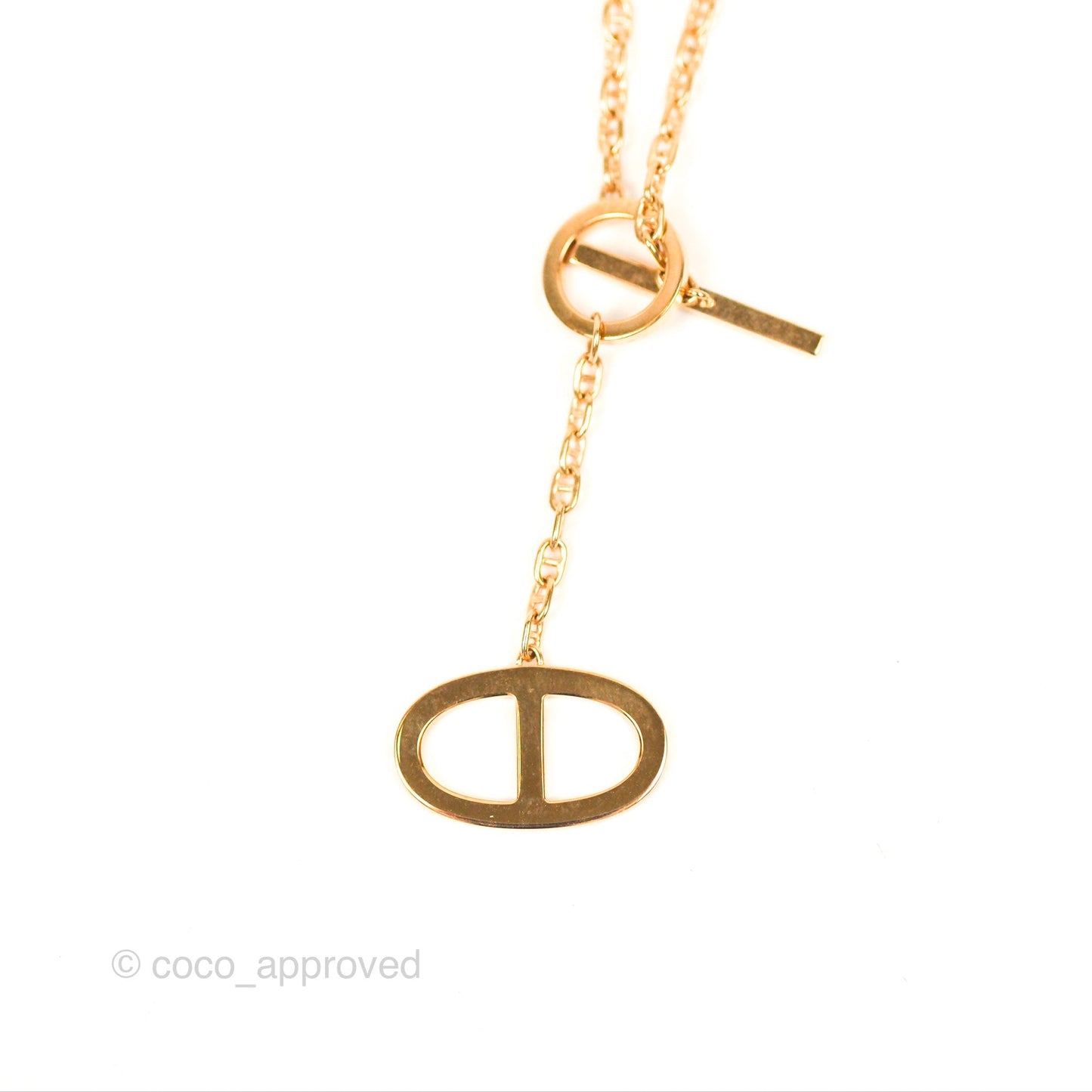 Hermès Chaine D'ancre Contour Pedant Large Model Diamonds Rose Gold
