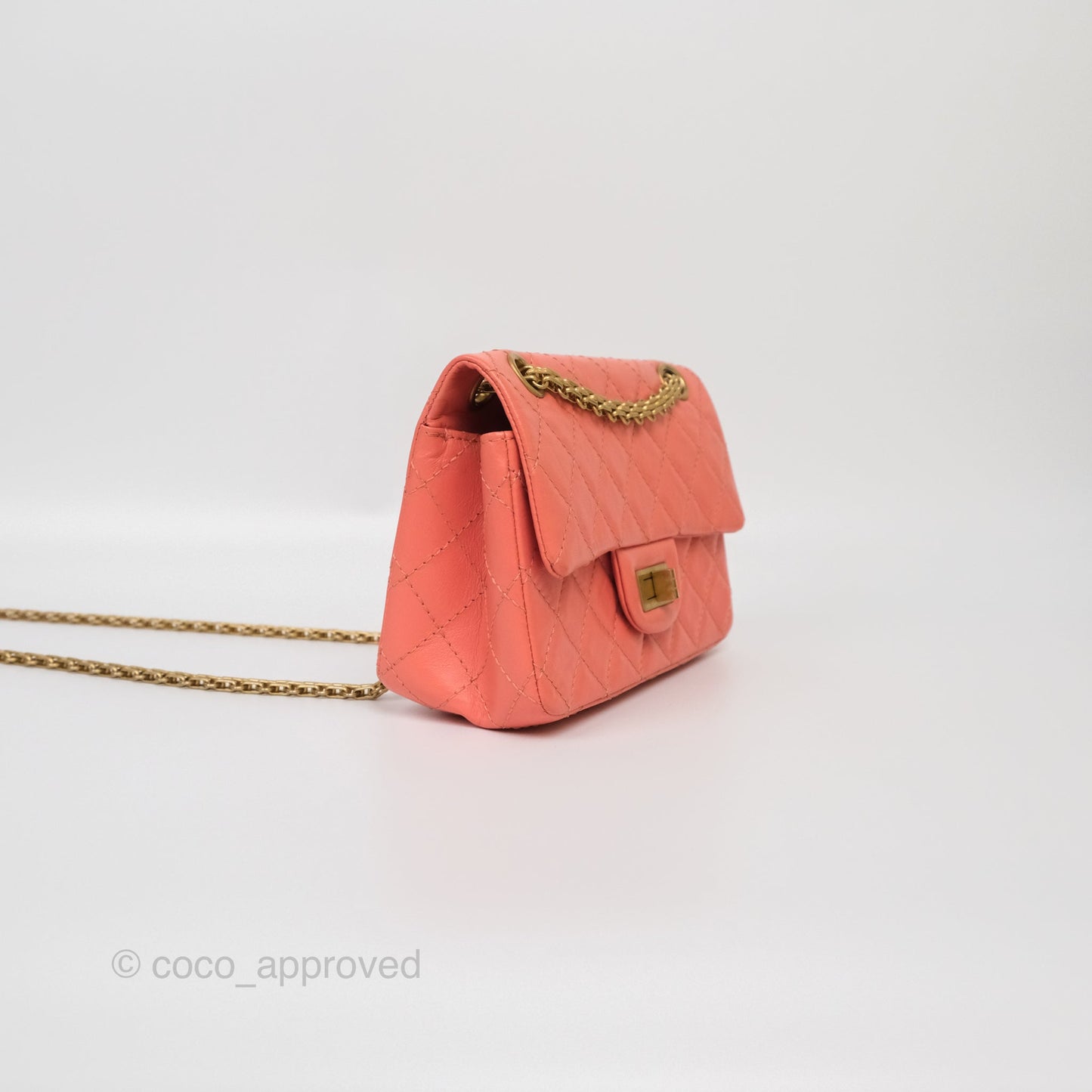 Chanel Mini Reissue 224 Pink Aged Calfskin Aged Gold Hardware