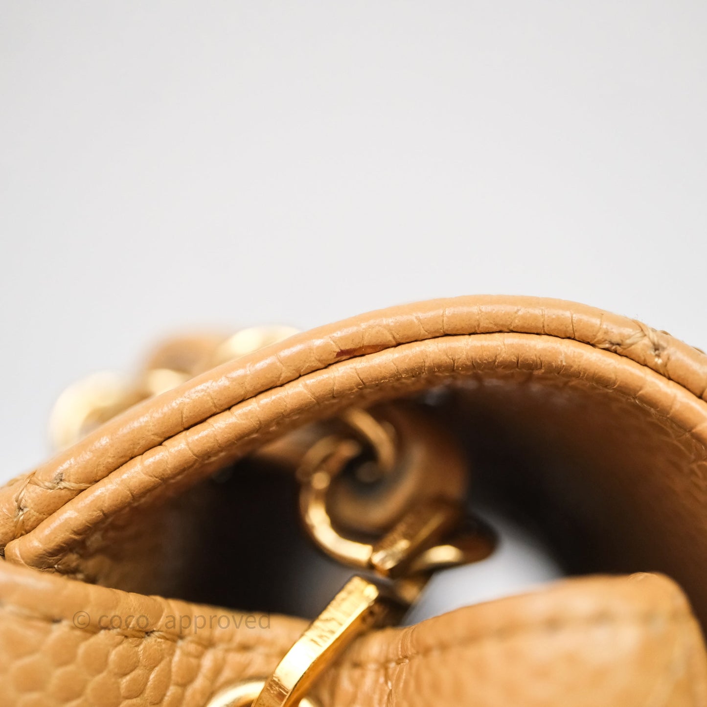 Chanel Vintage Mini Square Beige Caviar Gold Hardware