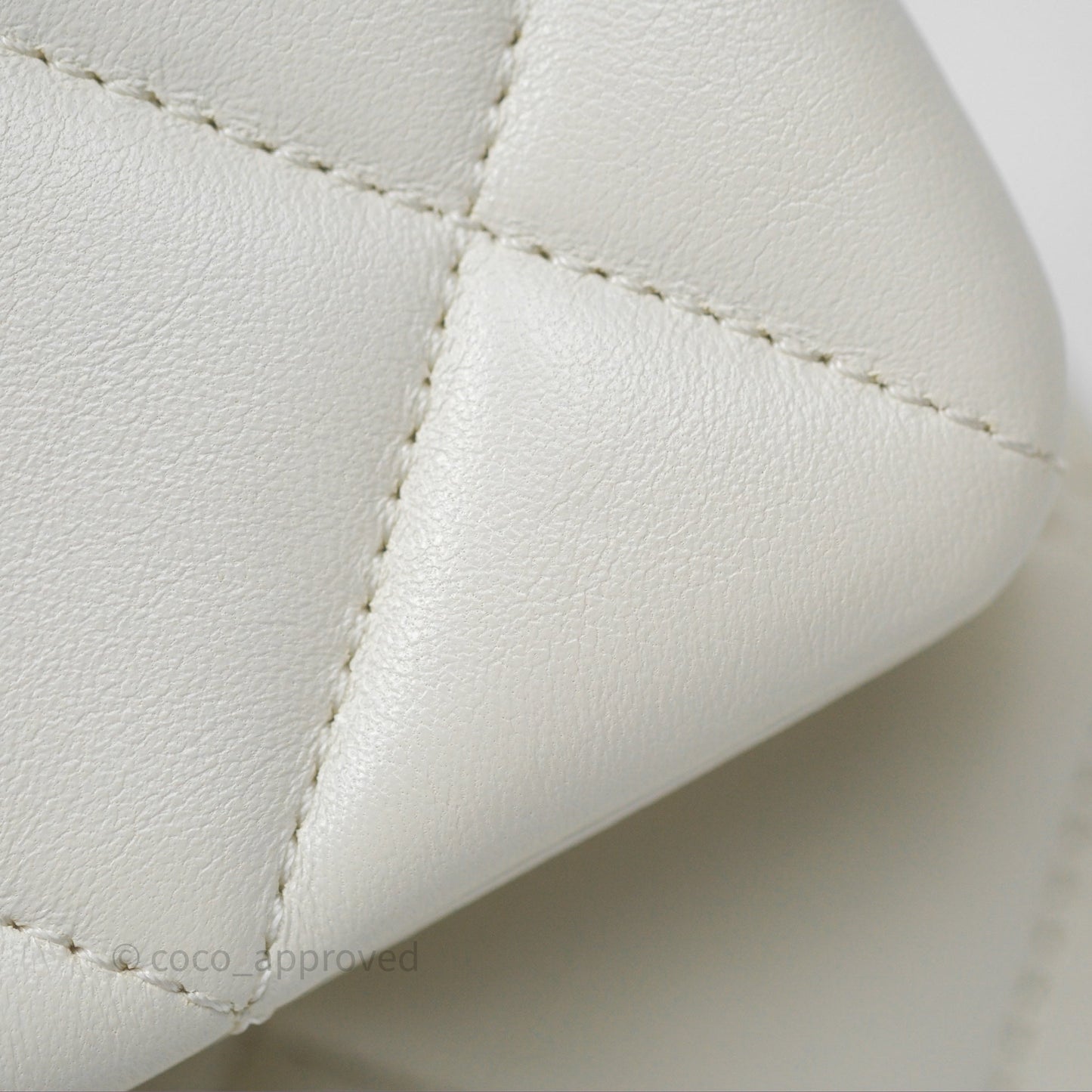 Chanel Quilted Double Pearl Adjustable Chain Flap Bag White Lambskin Aged Gold Hardware 24S