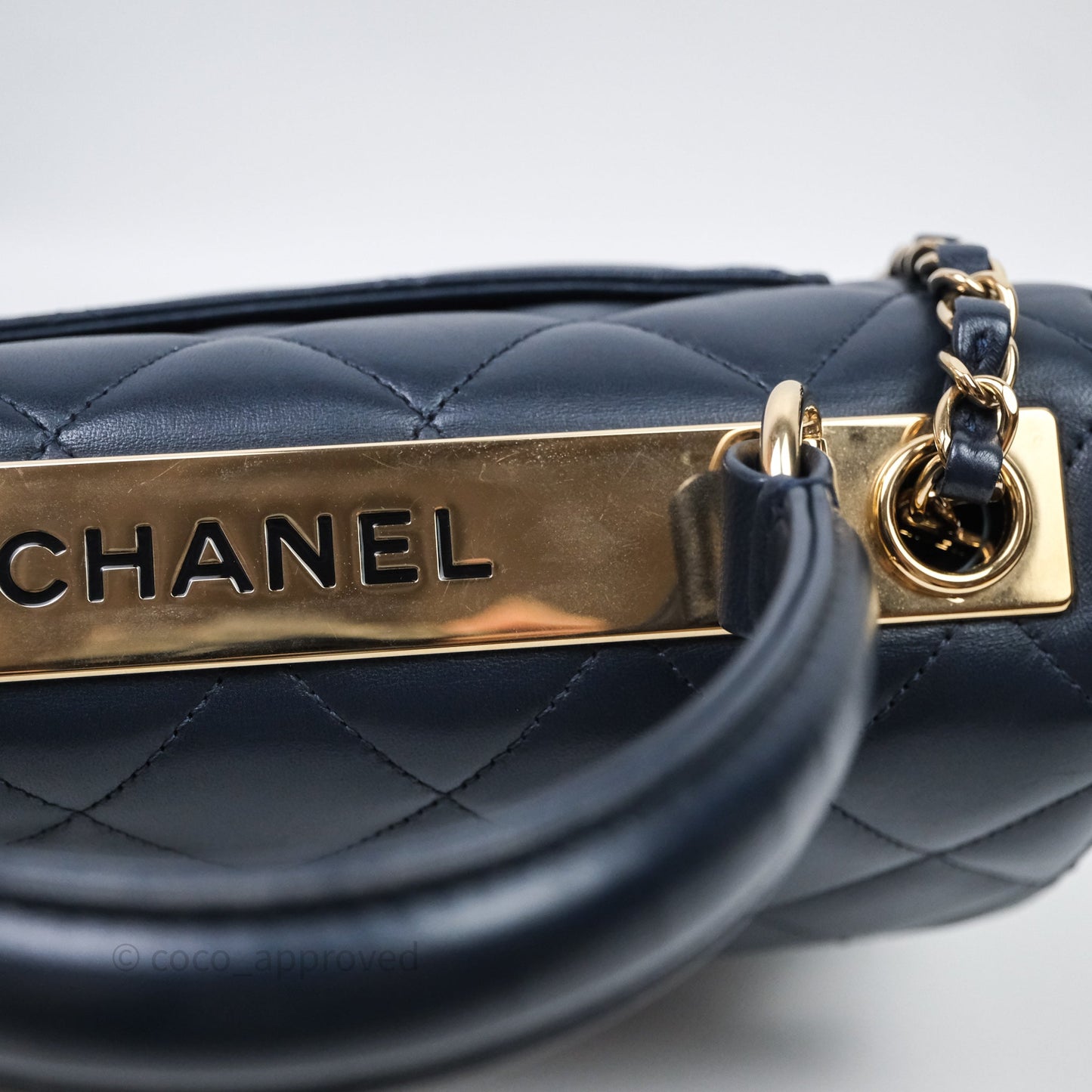 Chanel Small Trendy CC Navy Lambskin Gold Hardware