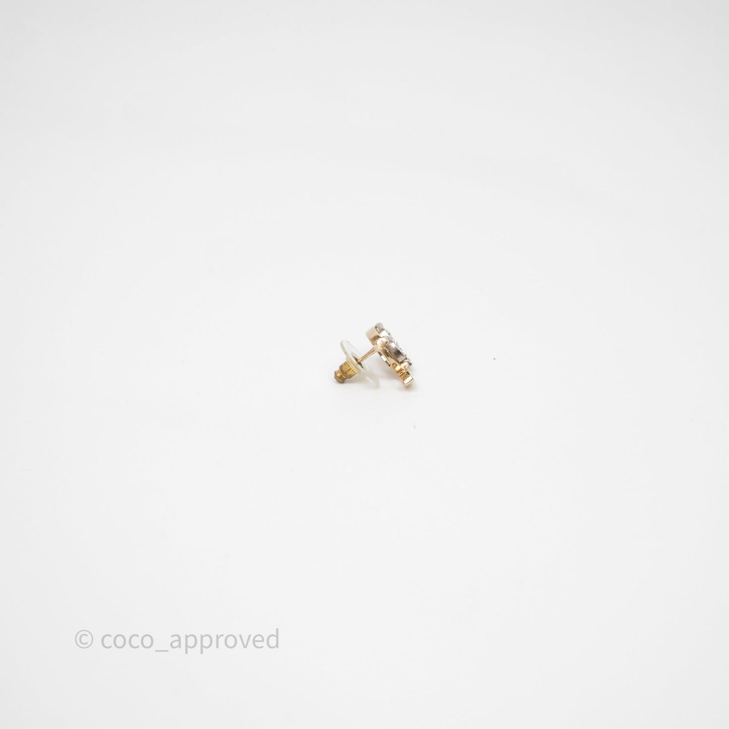 Chanel Double Crystal CC Earrings Silver & Gold Tone 21A