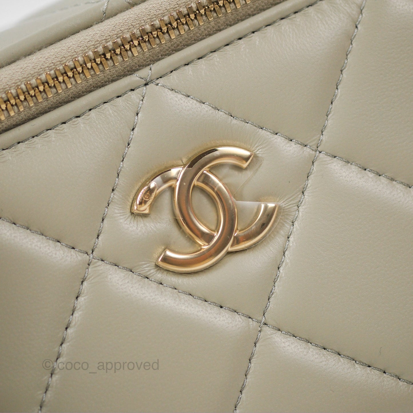 Chanel Vanity with Resin Chain Grey Lambskin Gold Hardware
