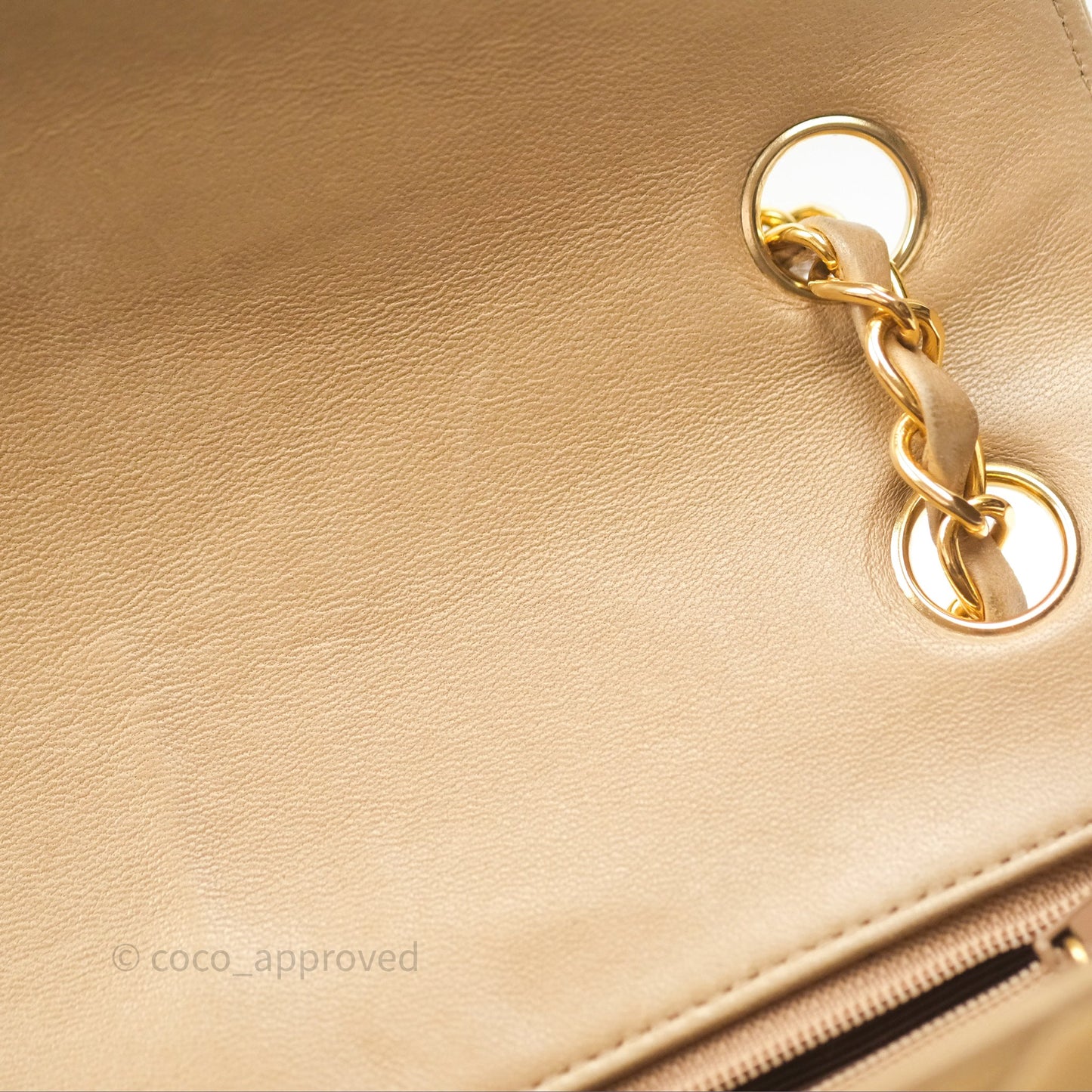 Chanel Vintage Medium Flap Chevron Beige Lambskin 24K Gold Hardware