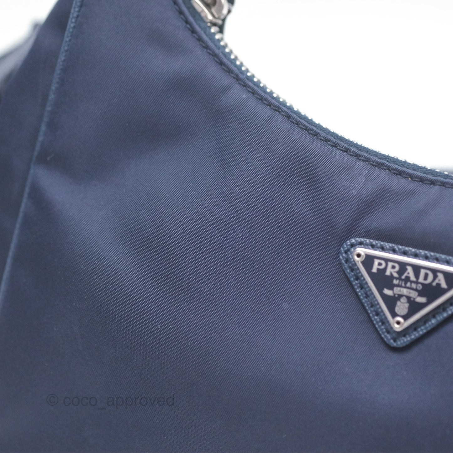 Prada Nylon Re-Edition 2005 Shoulder Bag Navy Blue Silver Hardware
