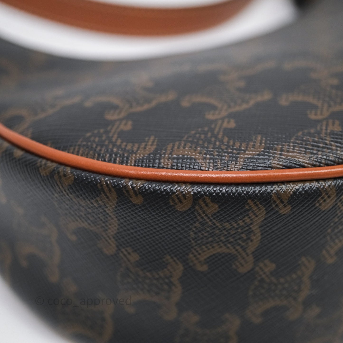 Celine Ava Bag In Triomphe Canvas Calfskin Tan