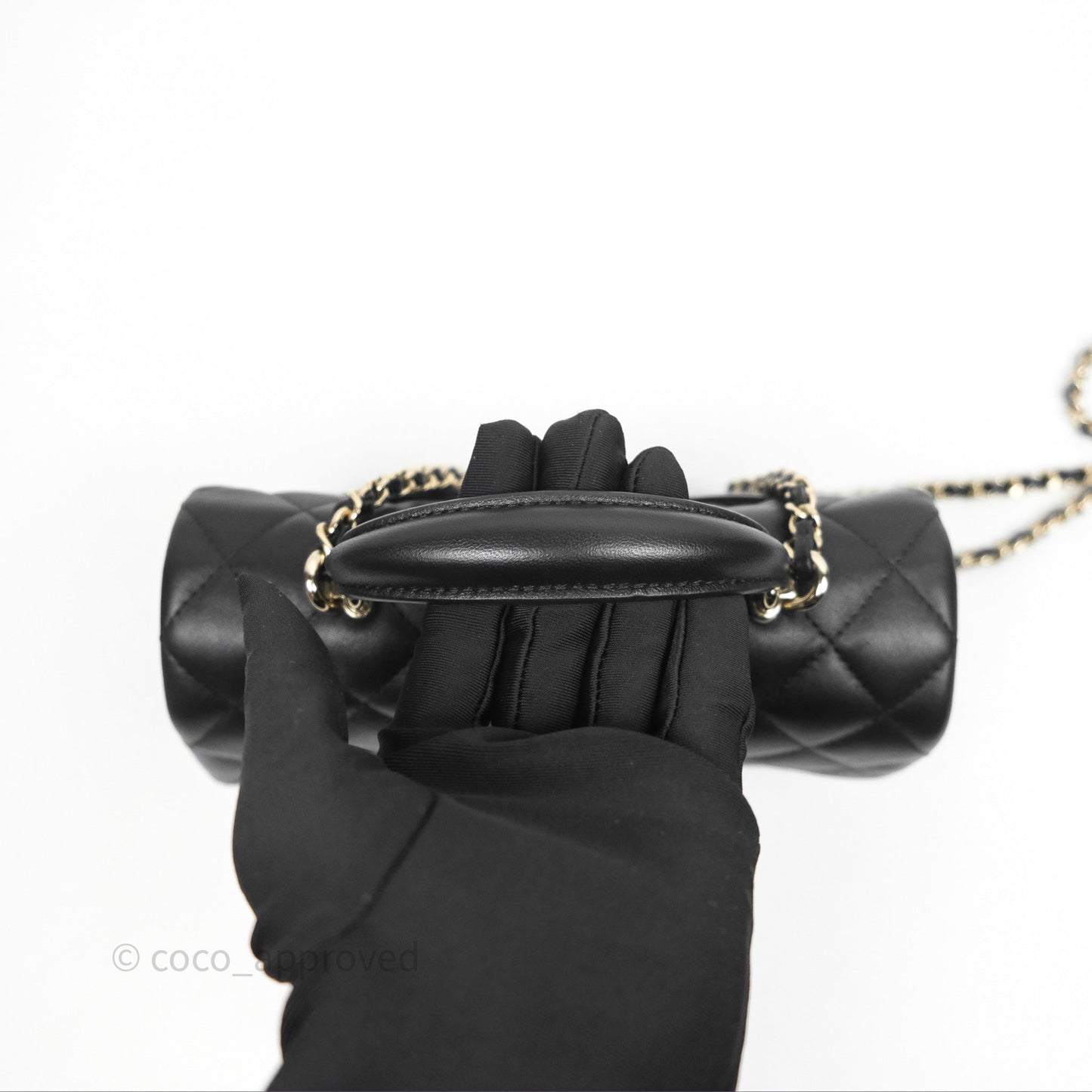 Chanel Top Handle Mini Rectangular Flap Black Lambskin Gold Hardware