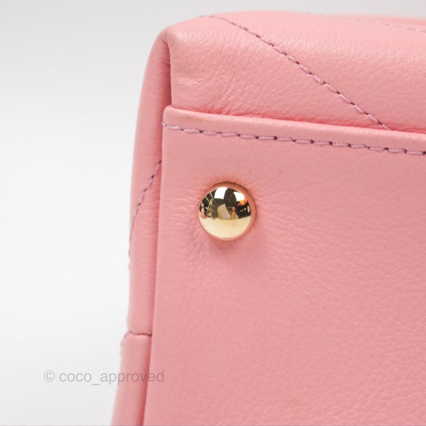 Chanel Small Chevron Chic Top Handle Flap Pink Grained Calfskin Gold Hardware