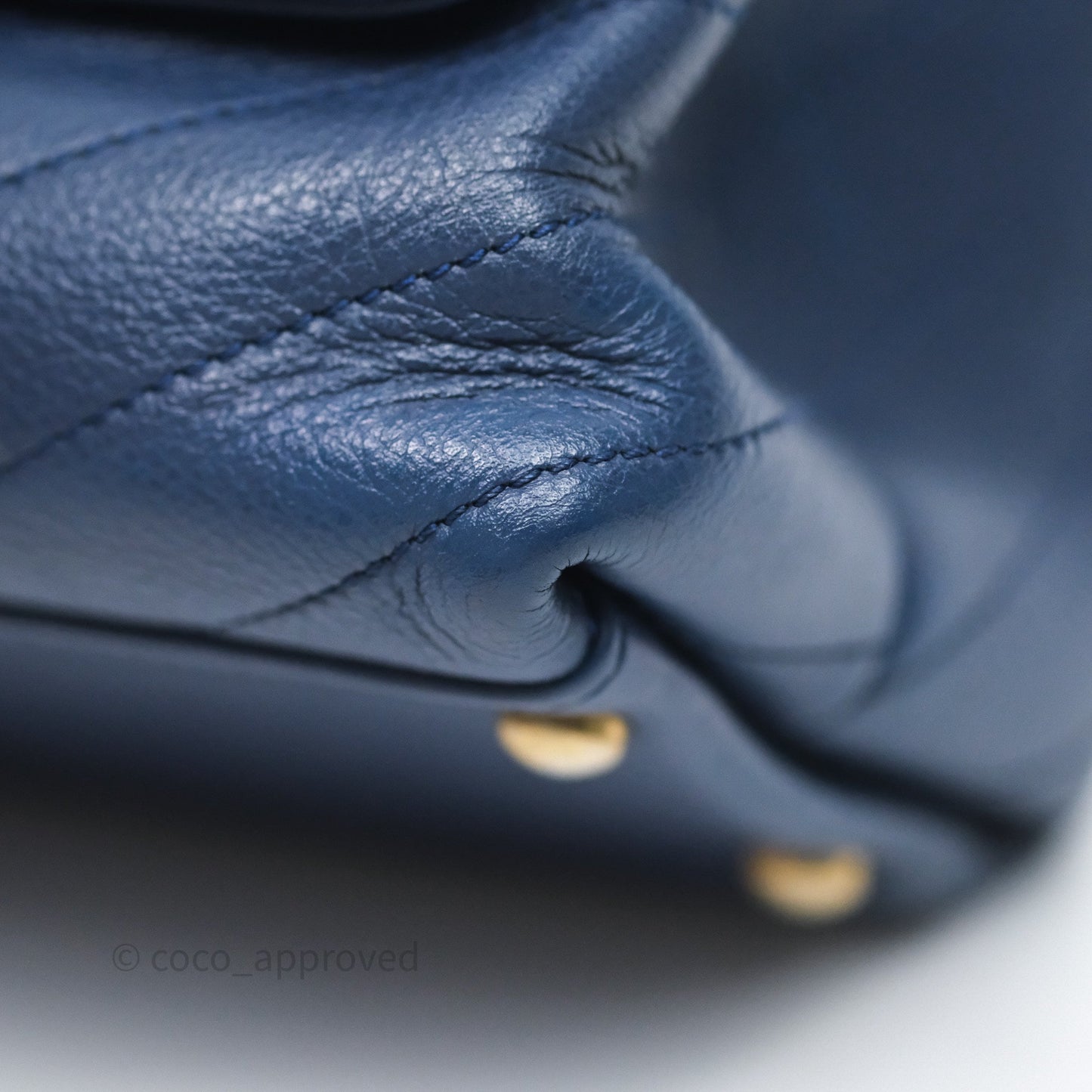 Chanel Small Chevron Python Chic Top Handle Flap Blue Calfskin Gold Hardware