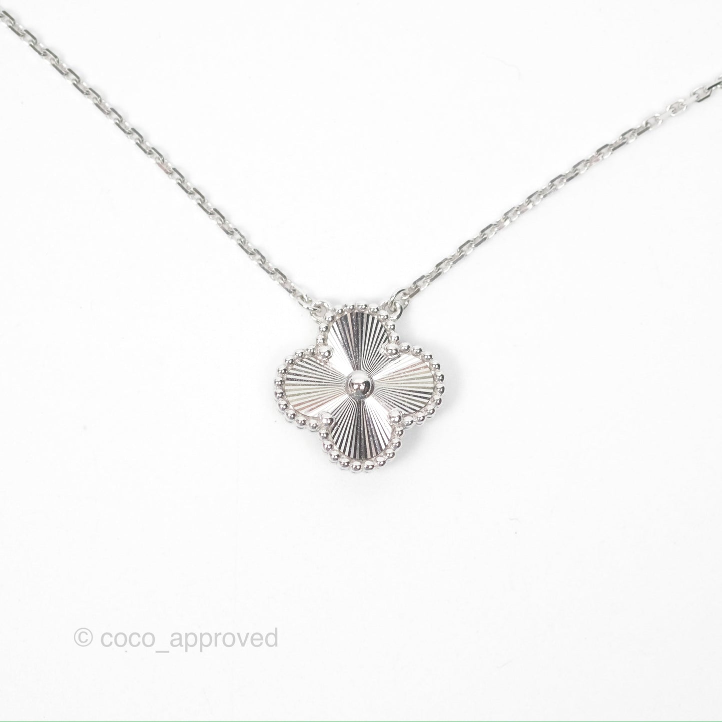 Van Cleef & Arpels Vintage Alhambra Pendant Guilloche White Gold