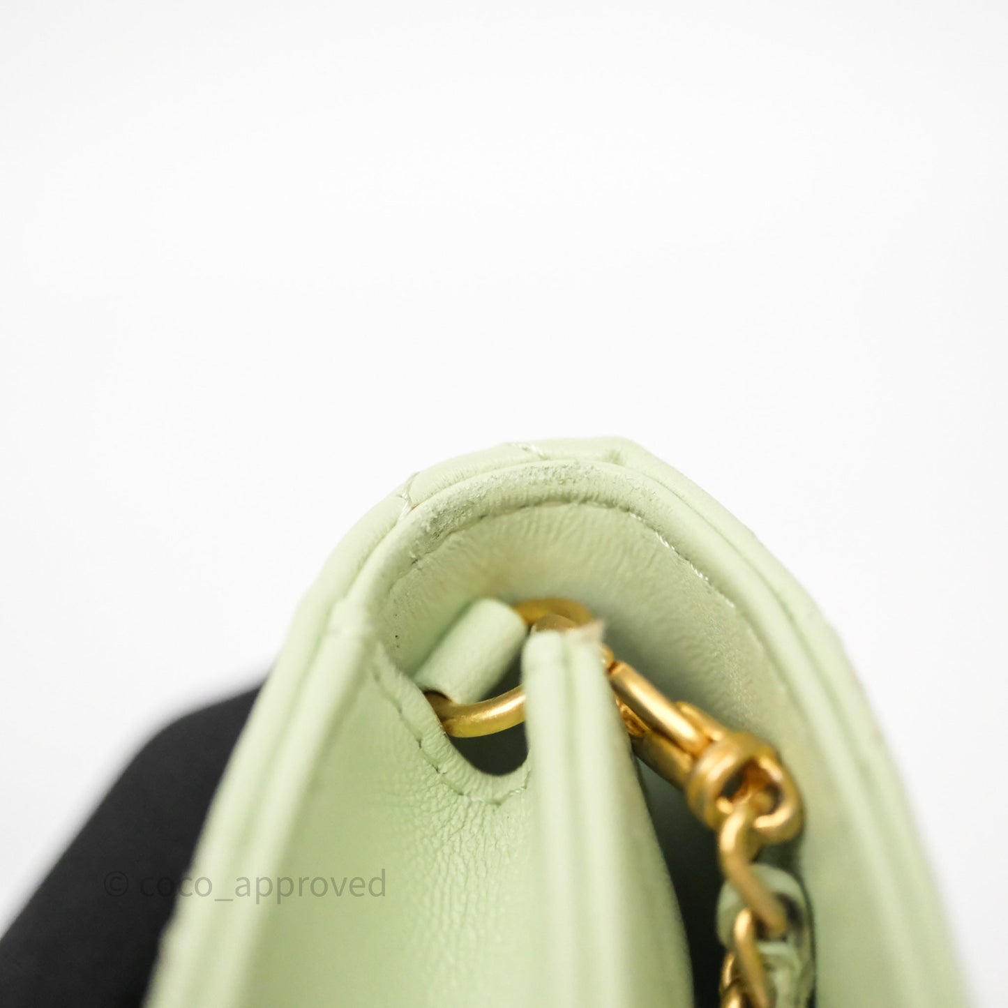 Chanel Pearl Crush Mini Clutch Belt Bag Green Lambskin Aged Gold Hardware