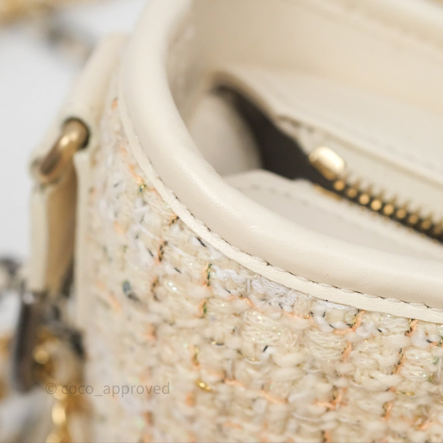 Chanel Small Gabrielle Hobo Quilted Ivory Tweed Aged Calfskin