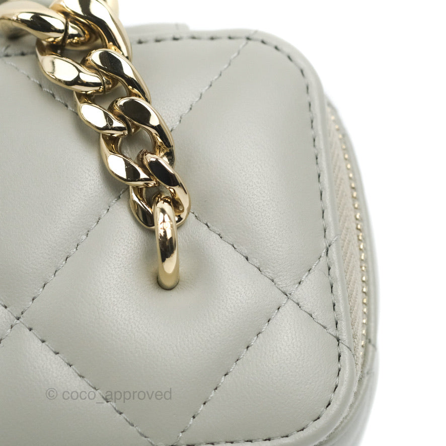 Chanel Vanity with Resin Chain Grey Lambskin Gold Hardware