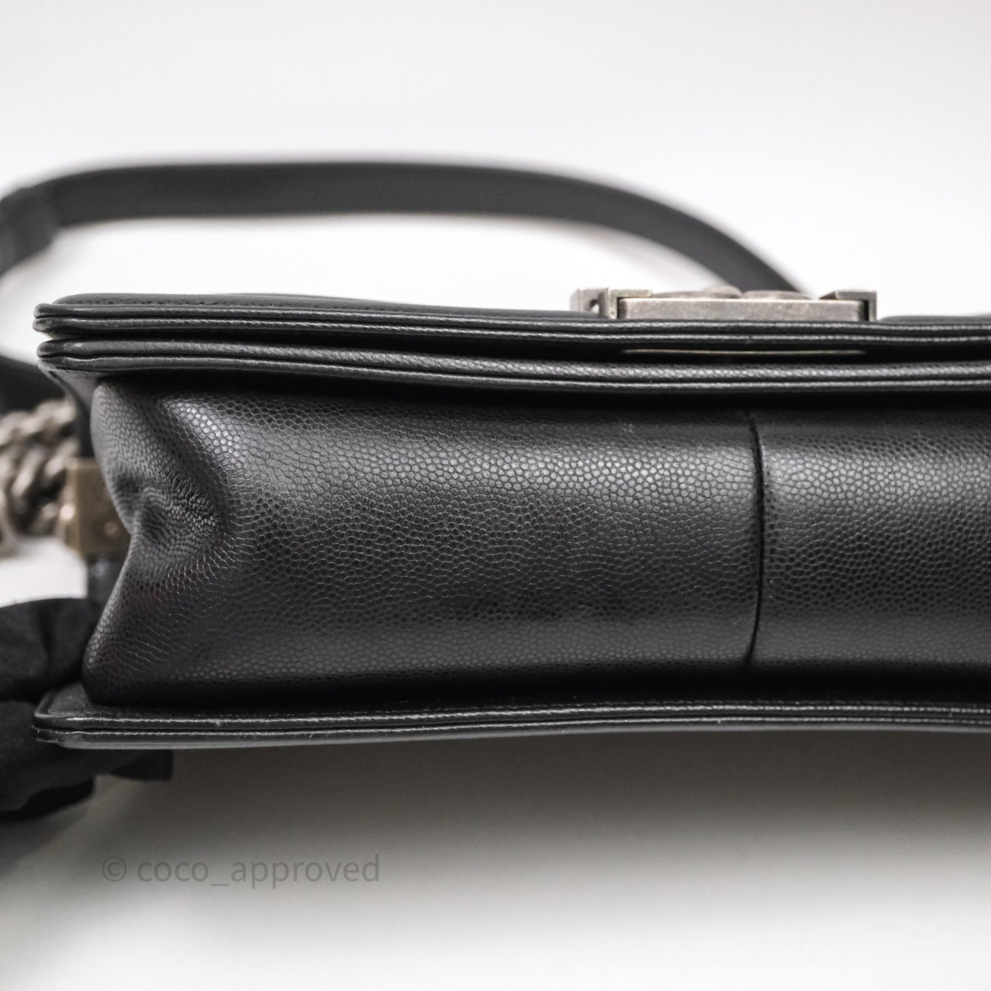 Chanel Medium Boy Chevron Black Caviar Ruthenium Hardware