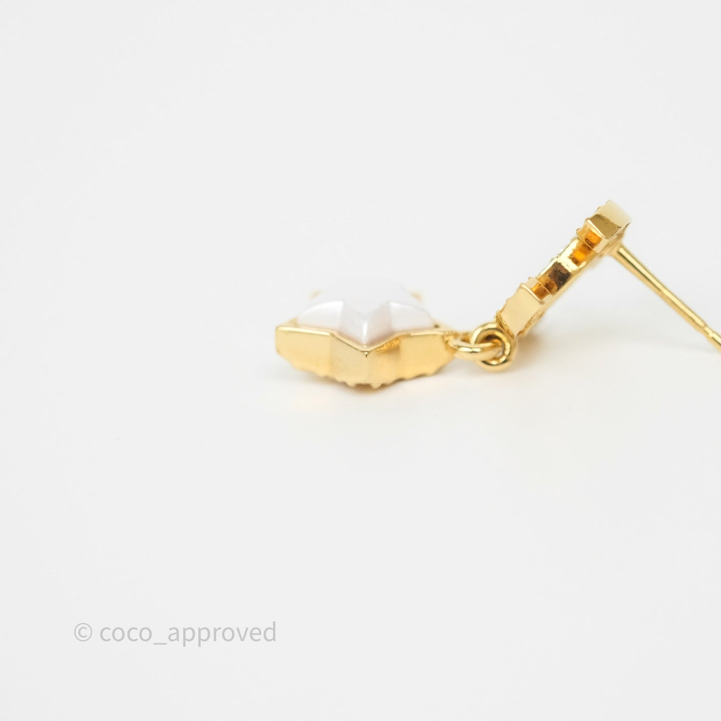 Chanel Crystal CC Star Drop Earrings Gold Tone 24C