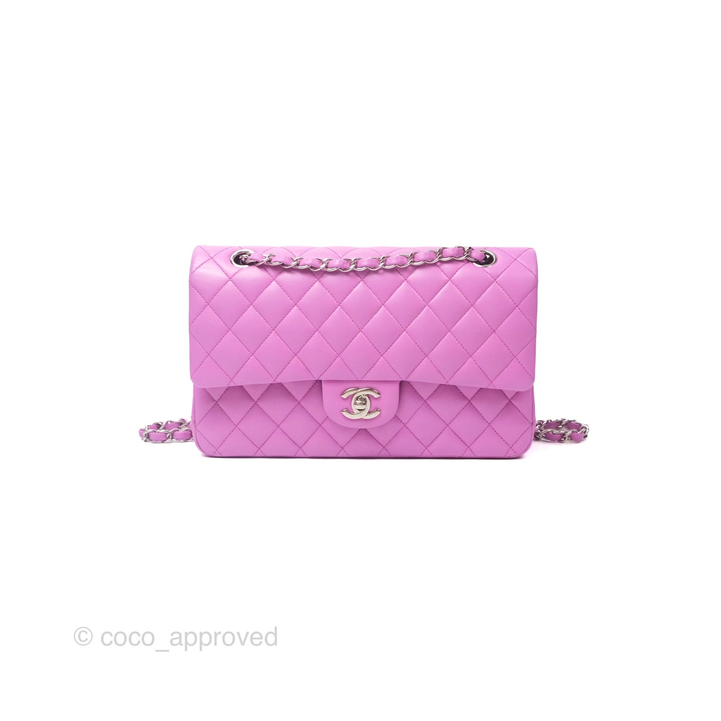 Chanel Medium Classic Flap Quilted Purple Lambskin Silver Hardware
