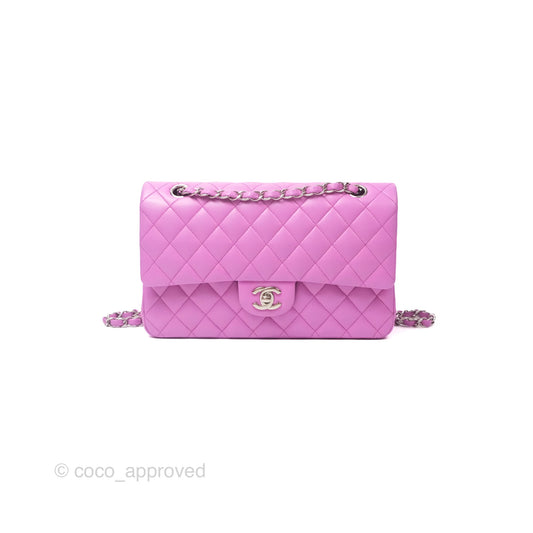 Chanel Medium Classic Flap Quilted Purple Lambskin Silver Hardware