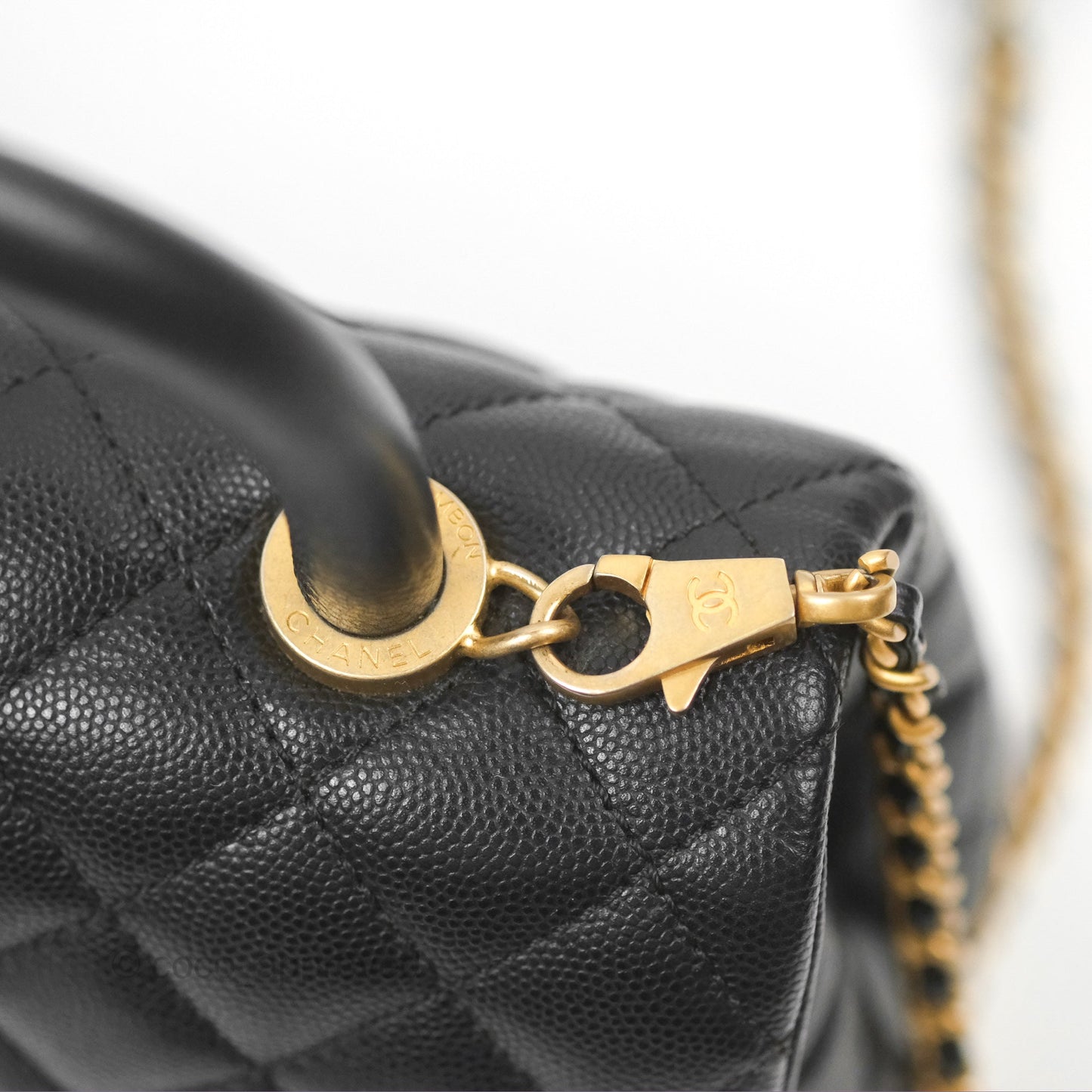Chanel Small Coco Handle Quilted Black Caviar Gold Hardware