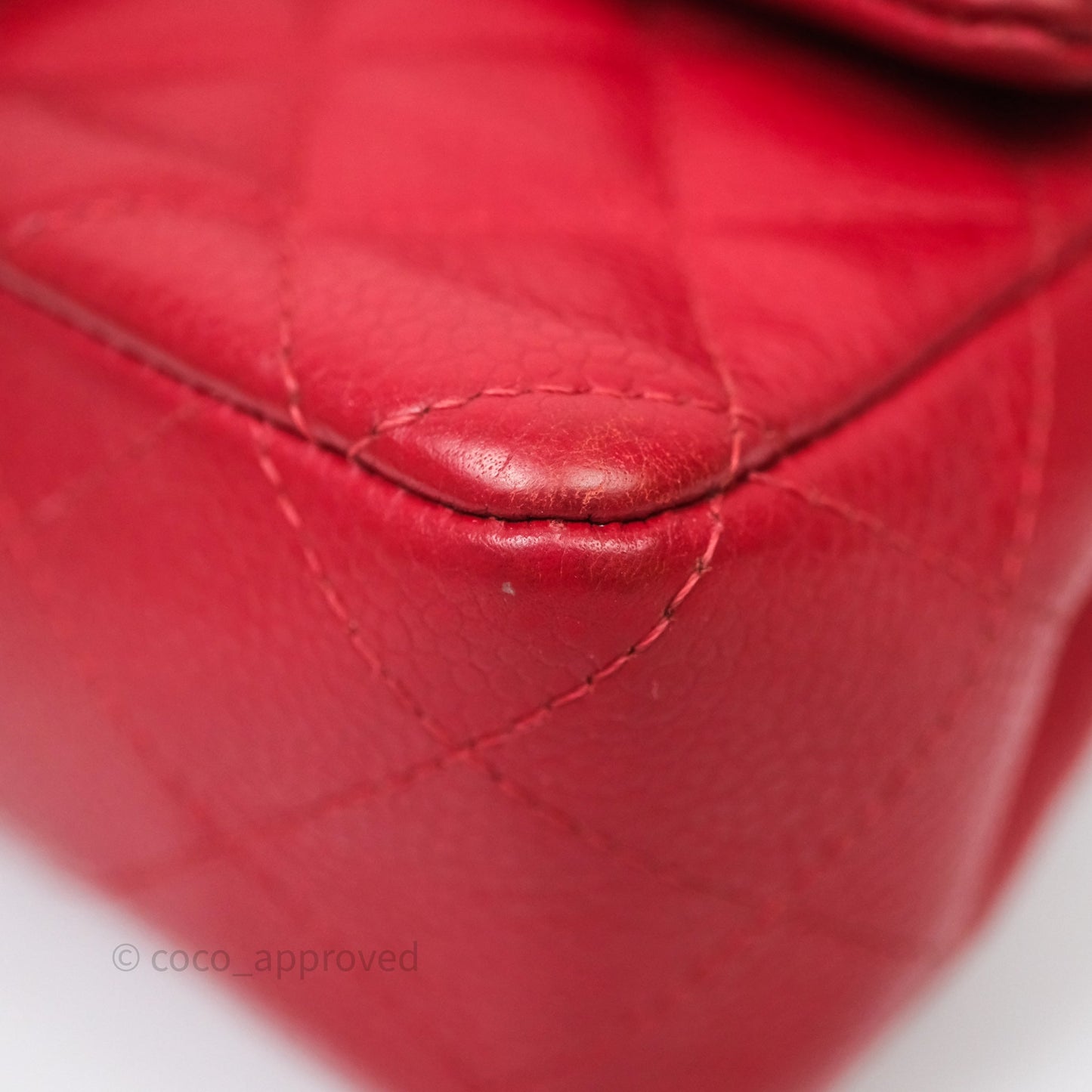 Chanel Quilted Mini Rectangular Flap Red Caviar Silver Hardware