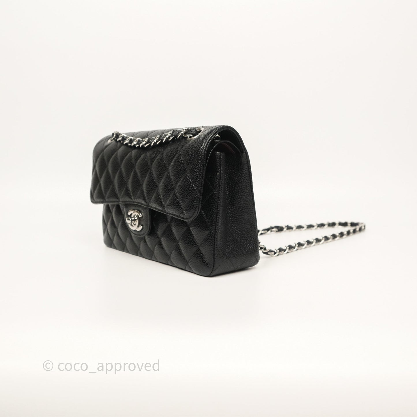 Chanel Small Classic Flap Quilted Black Caviar Silver Hardware