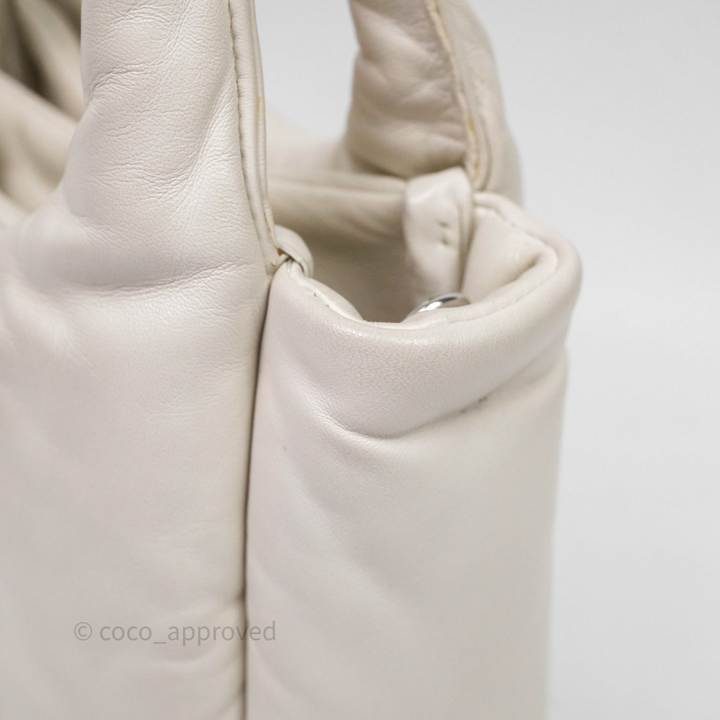 Prada Soft Tote Bag Ivory Silver Hardware