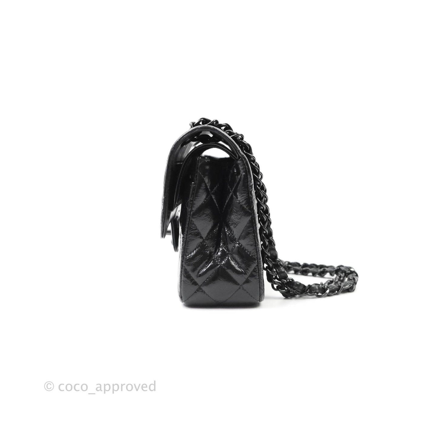 Chanel Classic Small S/M Flap Shiny Crumpled Calfskin So Black