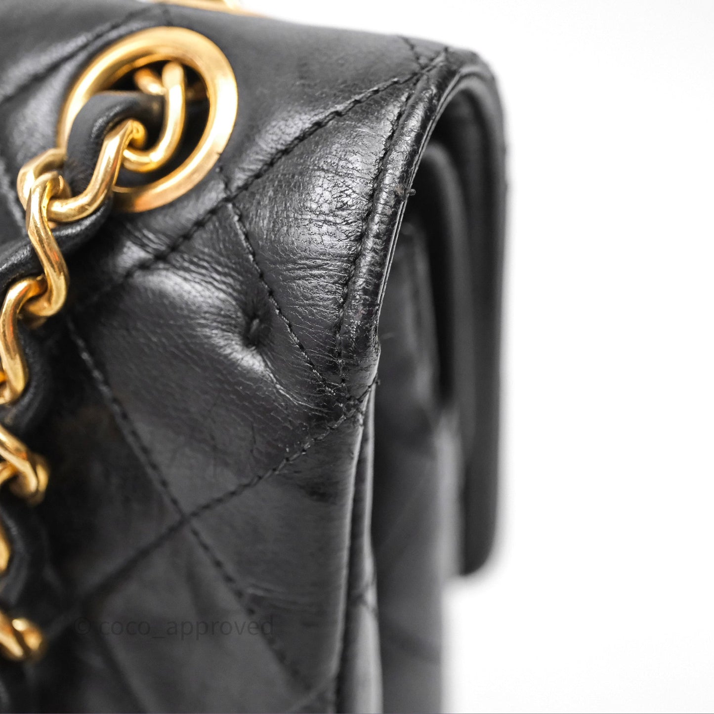 Chanel Classic Vintage Double Flap M/L Black Lambskin Gold Hardware