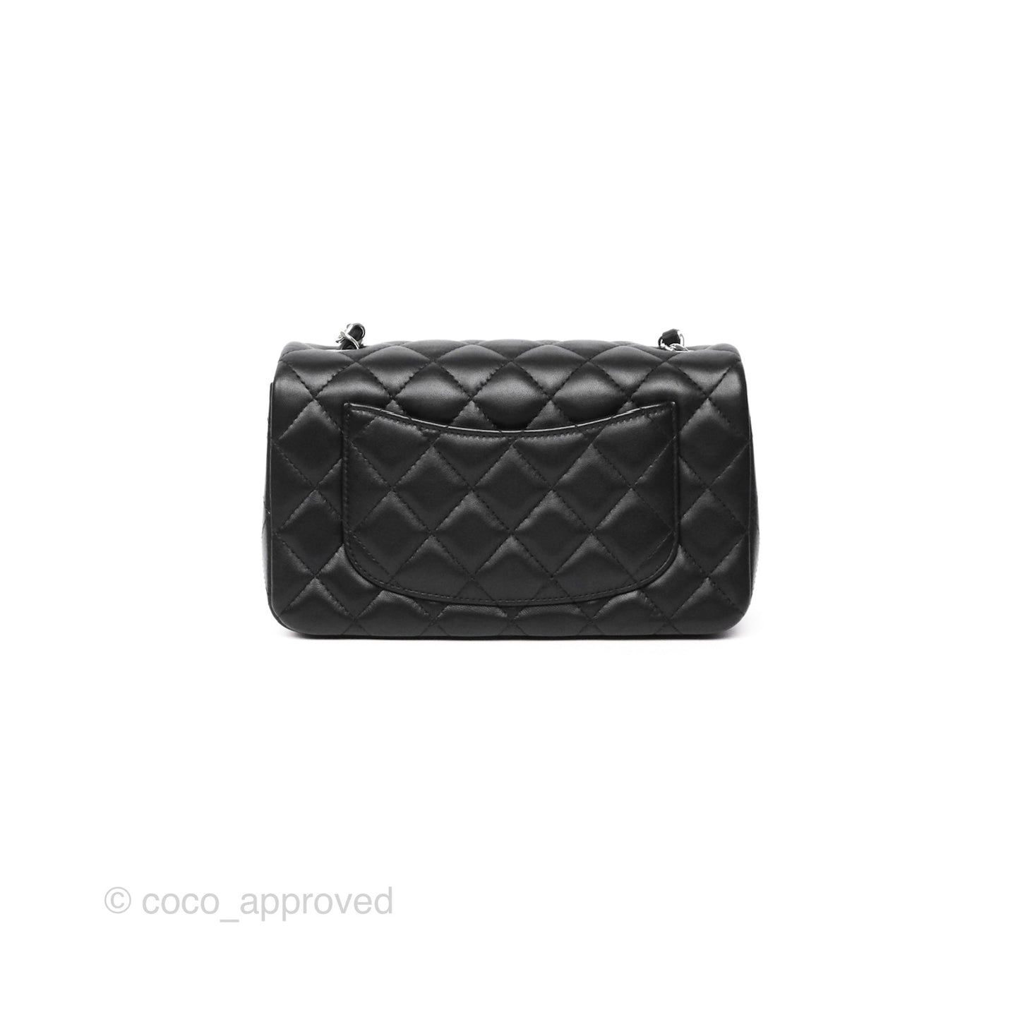 Chanel Quilted Mini Rectangular Flap Black Lambskin Silver Hardware