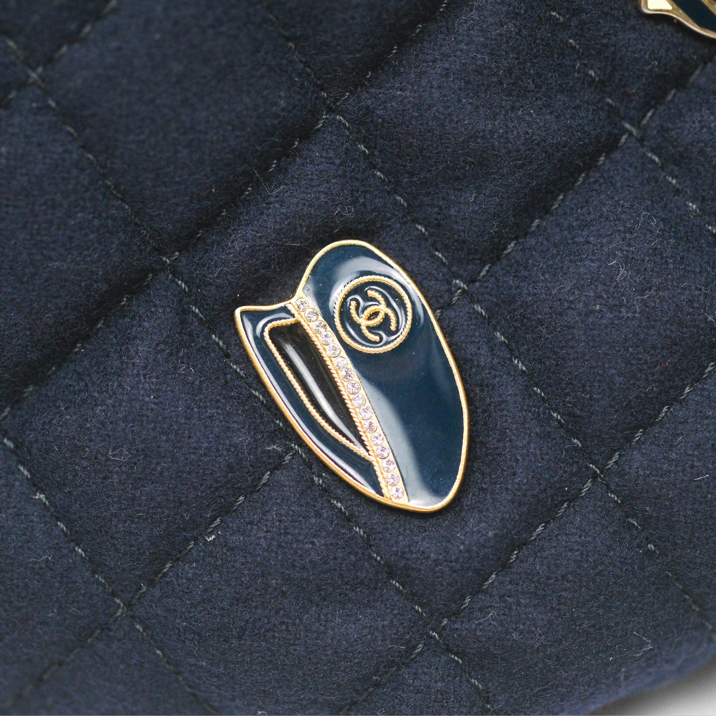 Chanel Paris Hamburg Charms Belt Bag Navy Wool Lambskin