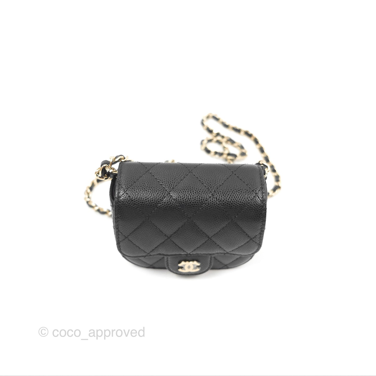 Chanel Mini Clutch With Chain Black Caviar Gold Hardware