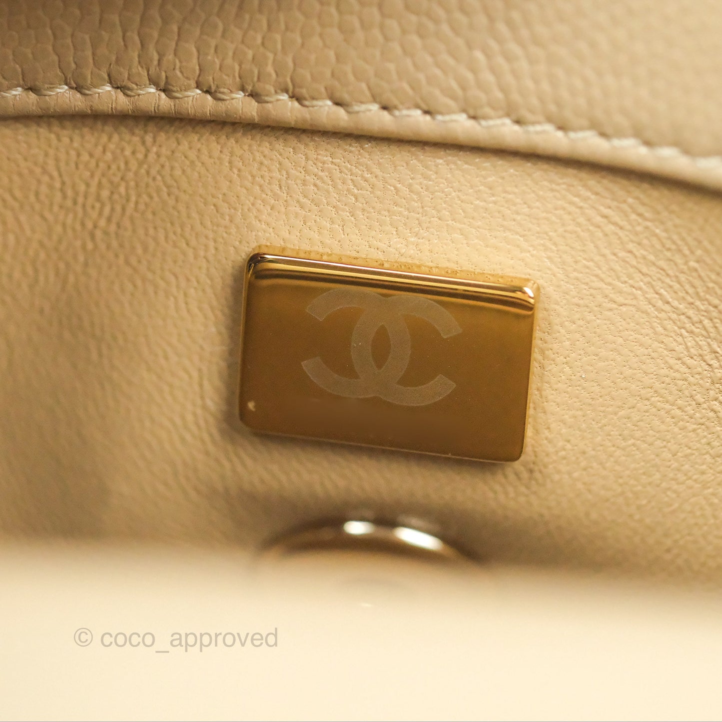 Chanel Mini Coco Handle Quilted Dark Beige Caviar Gold Hardware
