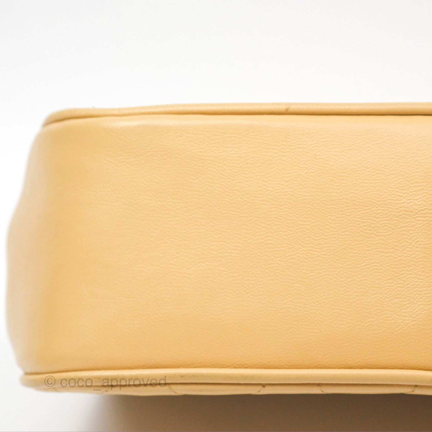 Chanel Vintage Round Flap Bag Quilted Beige Lambskin Gold Hardware