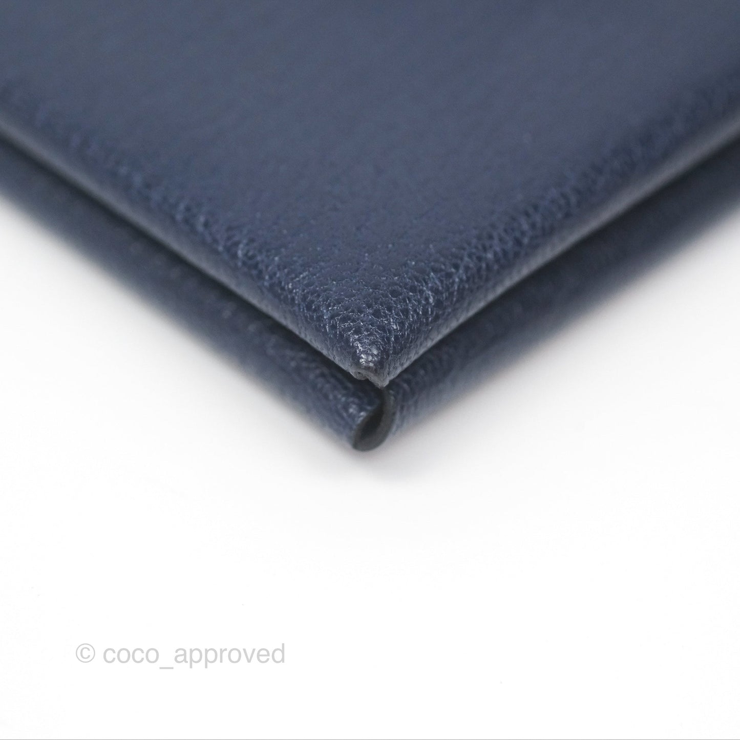 Hermès Calvi Card Holder Bleu Nuit 2Z Chevre Mysore