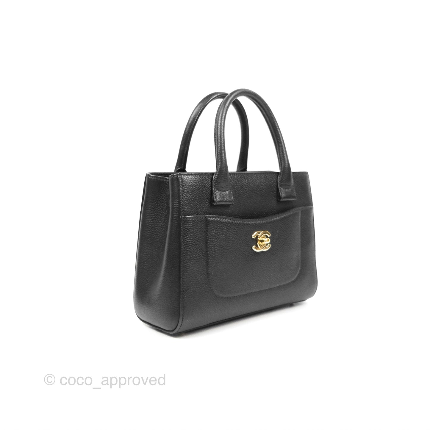 Chanel Mini Neo Executive Shopper Tote Black Grained Calfskin Gold Hardware
