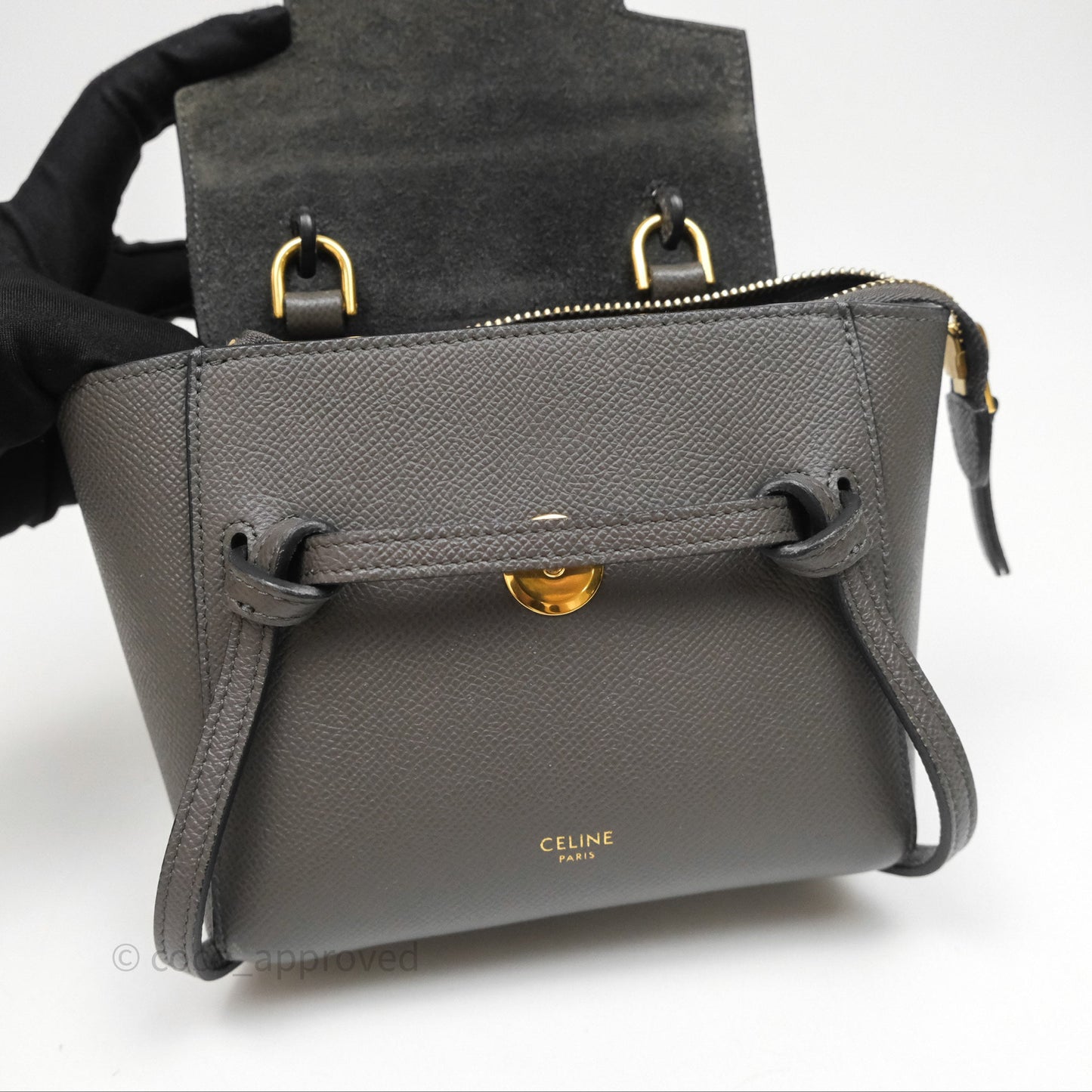 Celine Pico Belt Bag Grey Grained Calfskin Gold Hardware