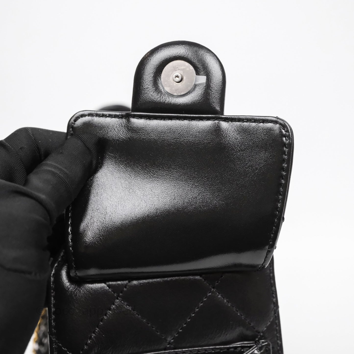 Chanel 25 Mini Black Shiny Crumpled Calfskin Mixed Hardware