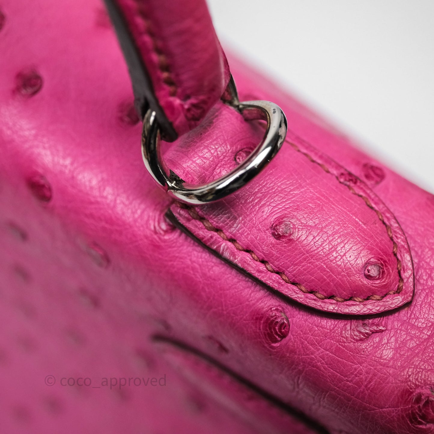 Hermes Kelly 32 Fuchsia Ostrich Palladium Hardware